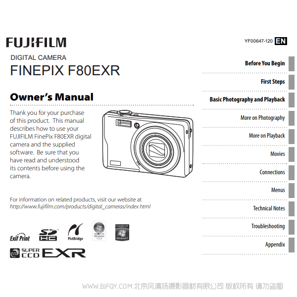 富士F80EXR F85   數(shù)碼照相機(jī) owner manual Fujifilm北京風(fēng)清揚(yáng)攝影器材有限公司 關(guān)于這款產(chǎn)品的說明書下載鏈接 說明書下載 使用手冊 pdf 免費(fèi) 操作指南 如何使用 快速上手 