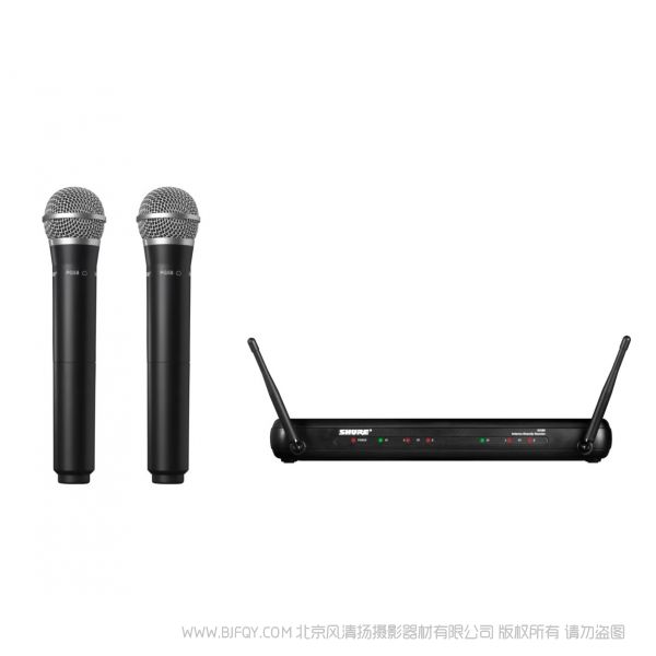 Shure 舒爾 SVX288/PG58 雙人聲無線系統(tǒng)  一拖二 包括SVX88雙通道分集接收機(jī)，2個帶PG58話筒頭的手持發(fā)射機(jī)。